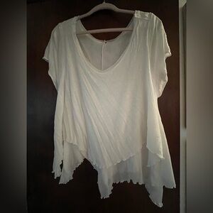 FREE PEOPLE L SOFT LAYERED COTTON WHITE TOP